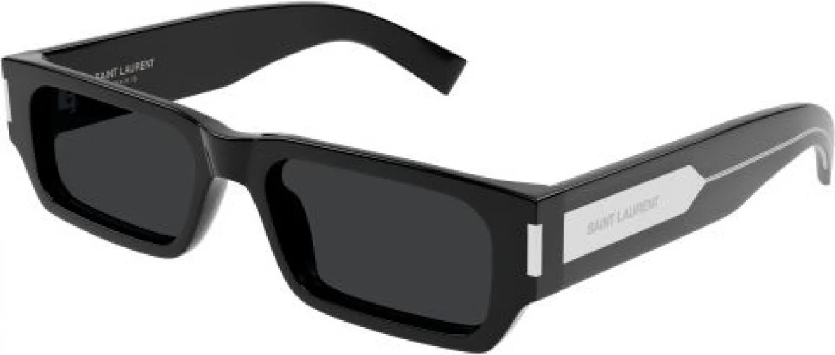 Saint Laurent SL 660 Sunglasses 001 - Black/Crystal - Black Unisex Rectangle | Designer Optics