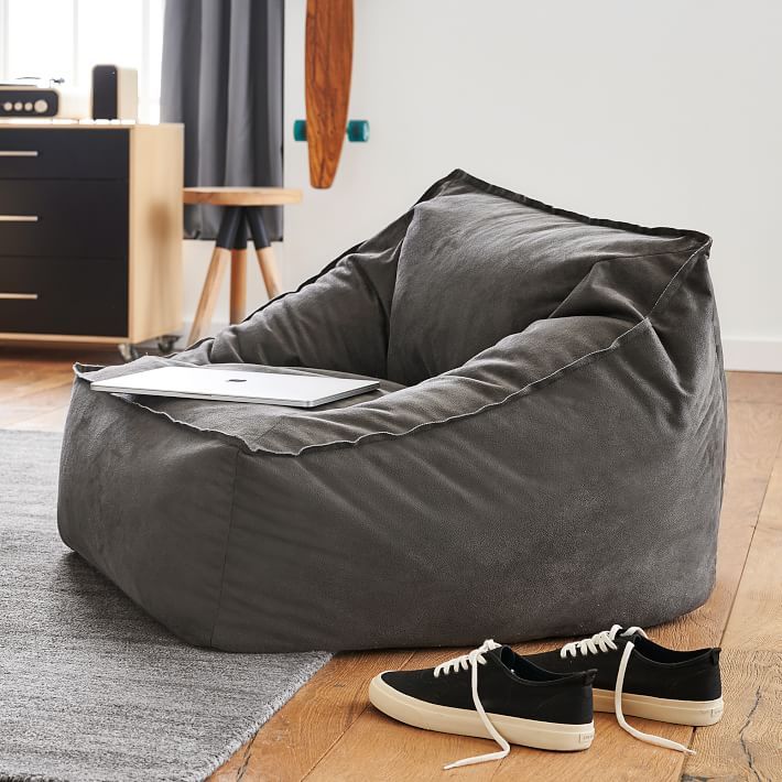 Textured Faux-Suede Charcoal Modern Lounger | Pottery Barn Teen | Pottery Barn Teen