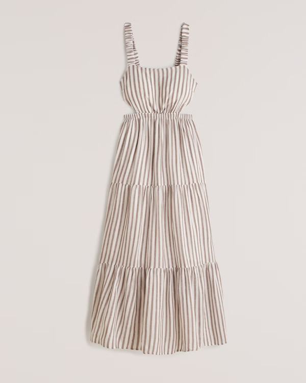 Linen-Blend Cutout Maxi Dress | Abercrombie & Fitch (US)
