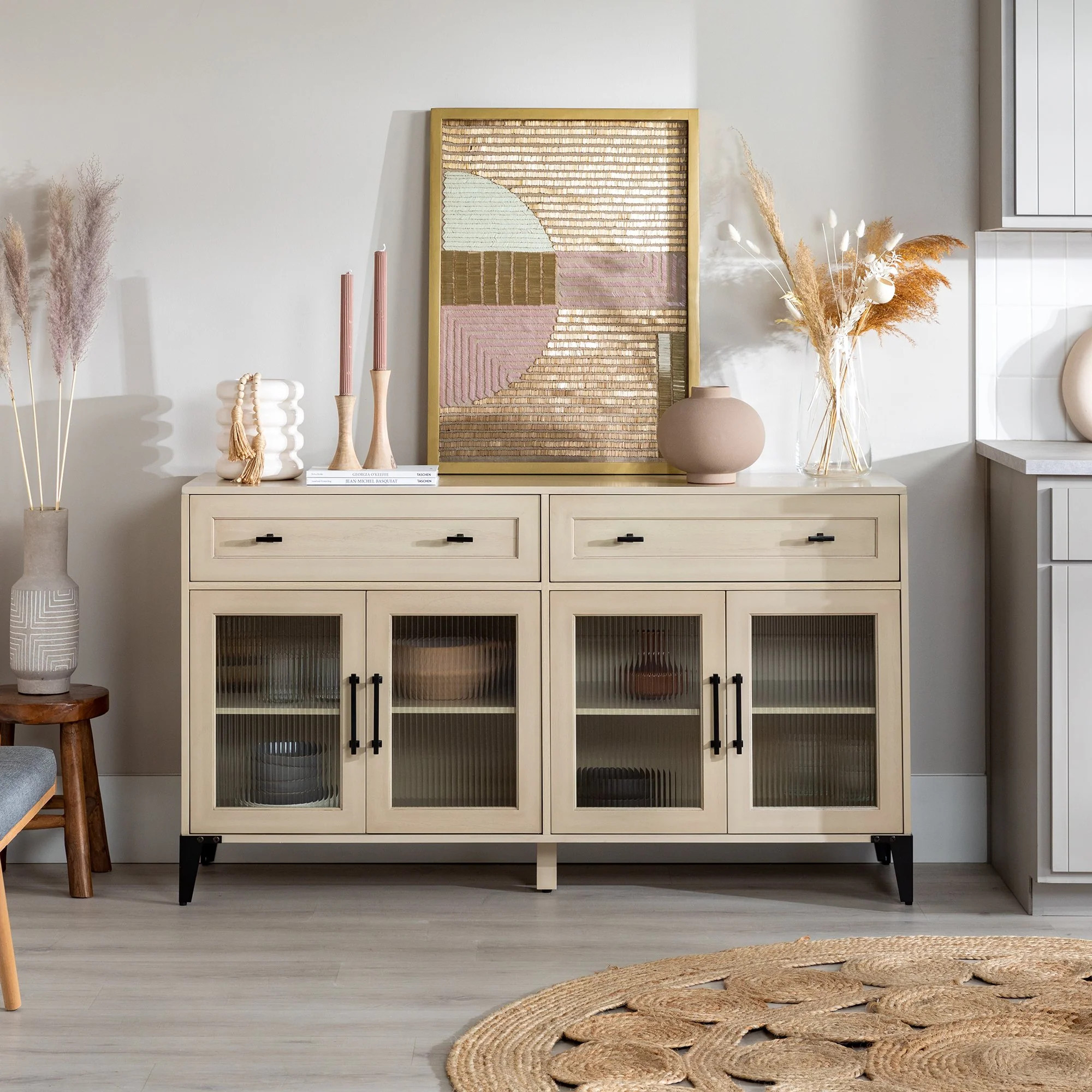 Isabelle Fluted Glass Door Sideboard | Walker Edison