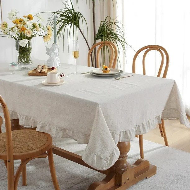 Yipa Ruffle Cotton Table Cloth Cover Rectangle Square Tablecloth for Kitchen Dining Wedding Farmh... | Walmart (US)