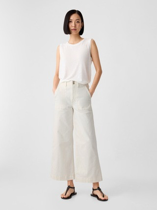 High Rise Wide-Leg Utility Crop Jeans | Gap Factory