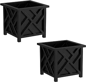 Pure Garden Lattice Design Planter Box 2-Pack – 14.75-Inch Decorative Outdoor Flower or Plant P... | Amazon (US)