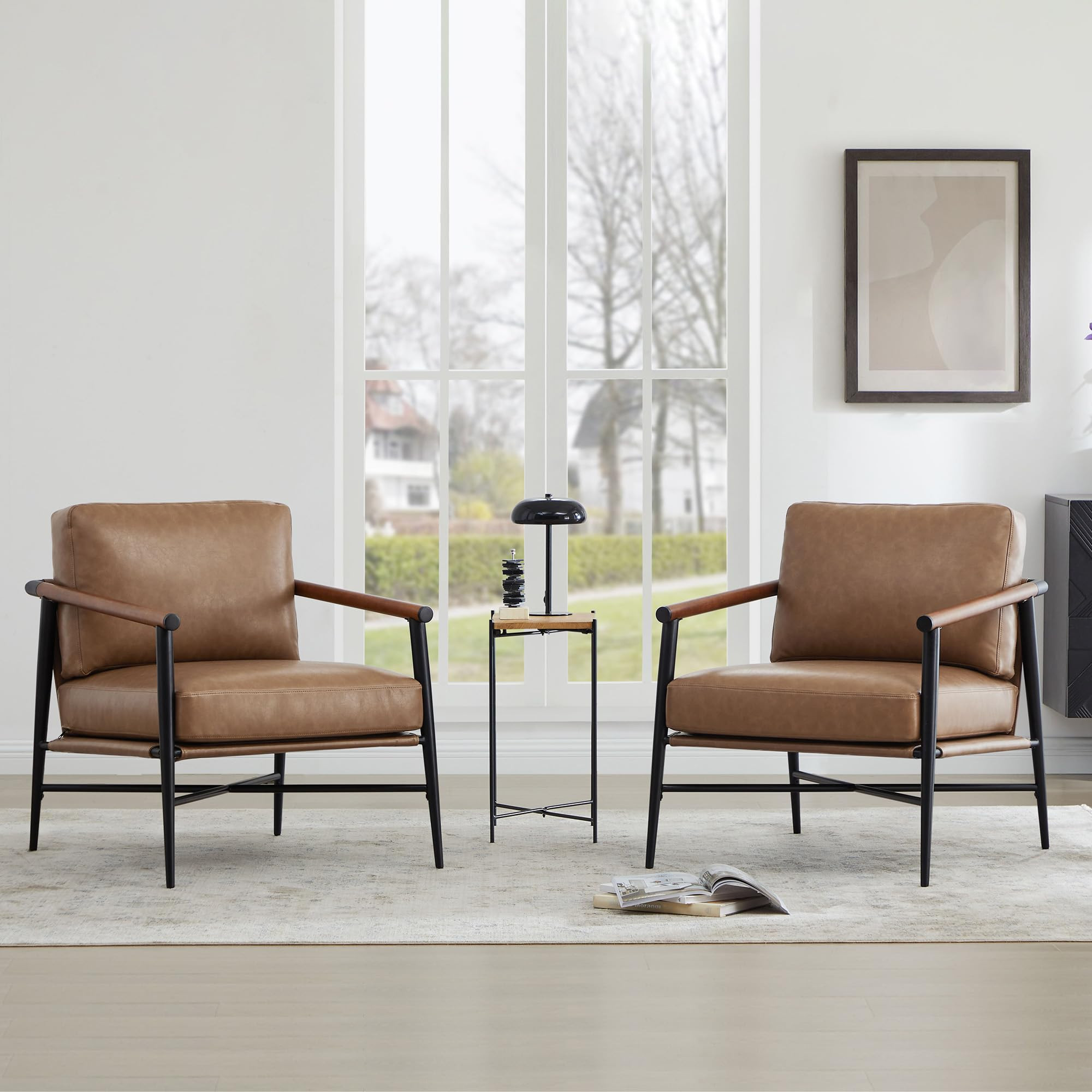 Watson & Whitely Accent Chairs Set of 2, Mid Century Arm Chair for Living Room Bedroom, Modern Re... | Amazon (US)