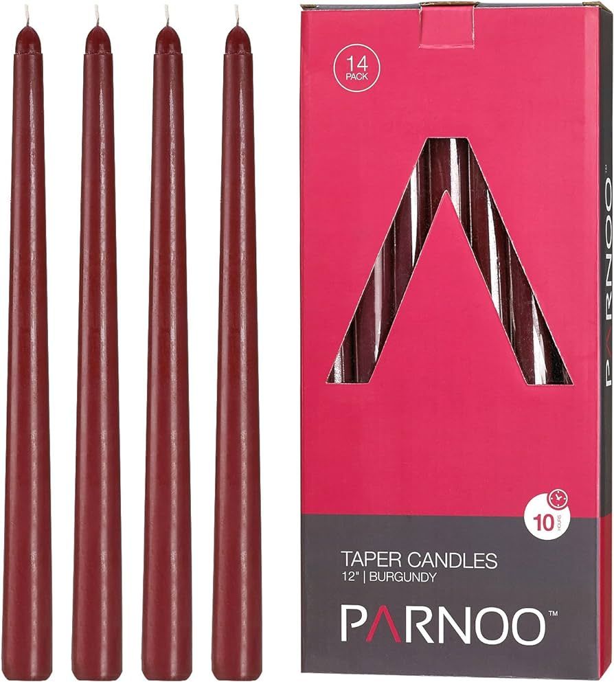 14 Taper Candles 12 Inch Tall 3/4 Inch Thick Burn 10 Hours (Color is Core and Overdip) (Burgundy) | Amazon (US)