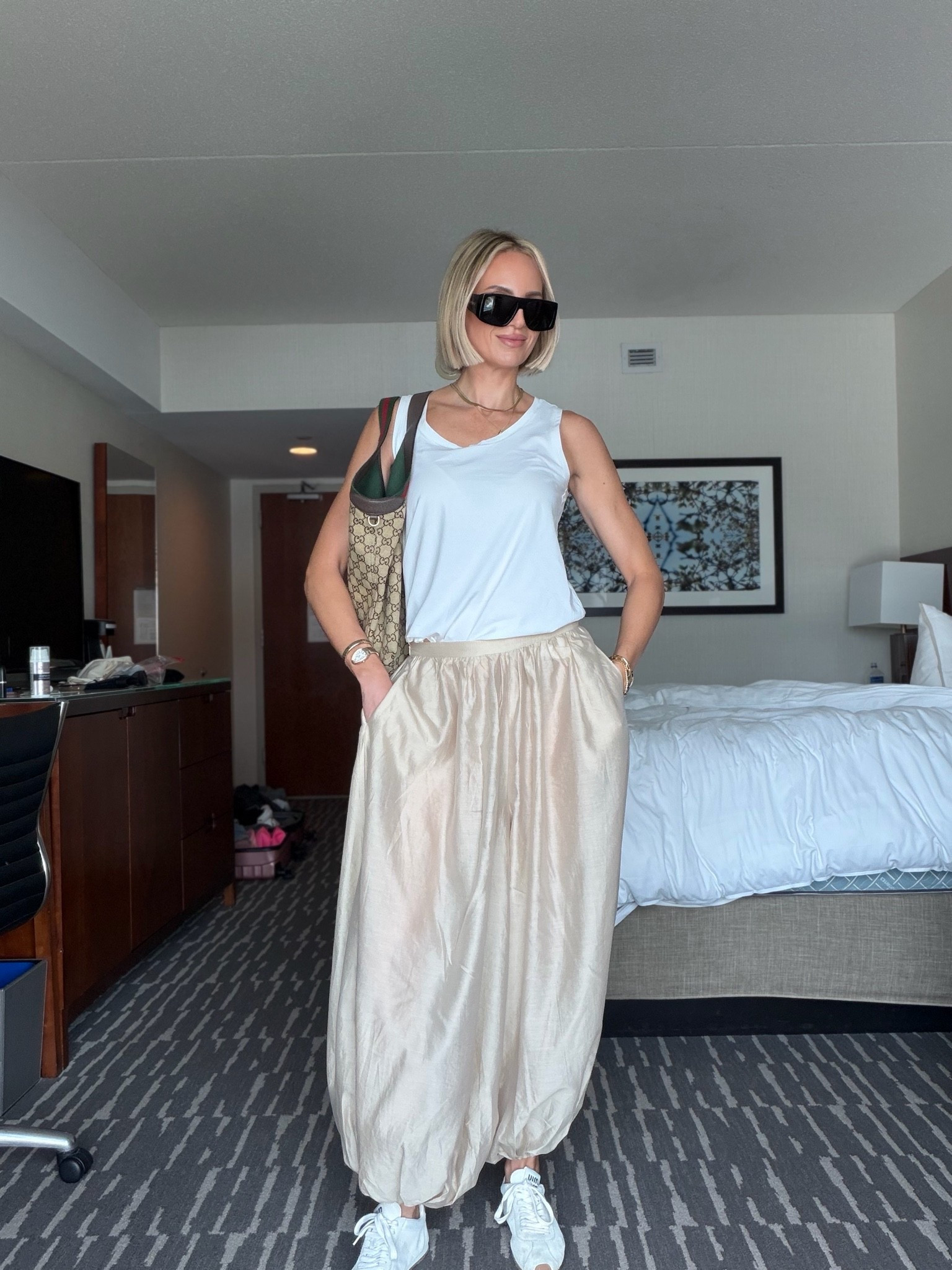 Wearing a small in the target tank and a small in the pants. In between sizes, size down. run a little big. Just a heads up, the pants are on the sheer side but it’s purposely made like that. I wear a new thong underneath. ￼

#LTKootd #LTKTravel #LTKTall #LTKOver40 #LTKTall #LTKTravel