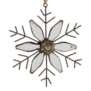 5" Silent Luxury Rustic Jeweled Flat Tip Snowflake Christmas Ornament | Christmas Central