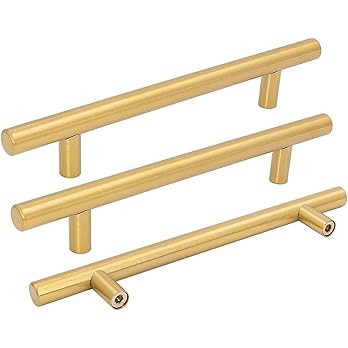 Amazon.com: goldenwarm Gold Stainless Steel Cabinet Handle Hardware Drawer Pull Knob T Bar Brushed B | Amazon (US)
