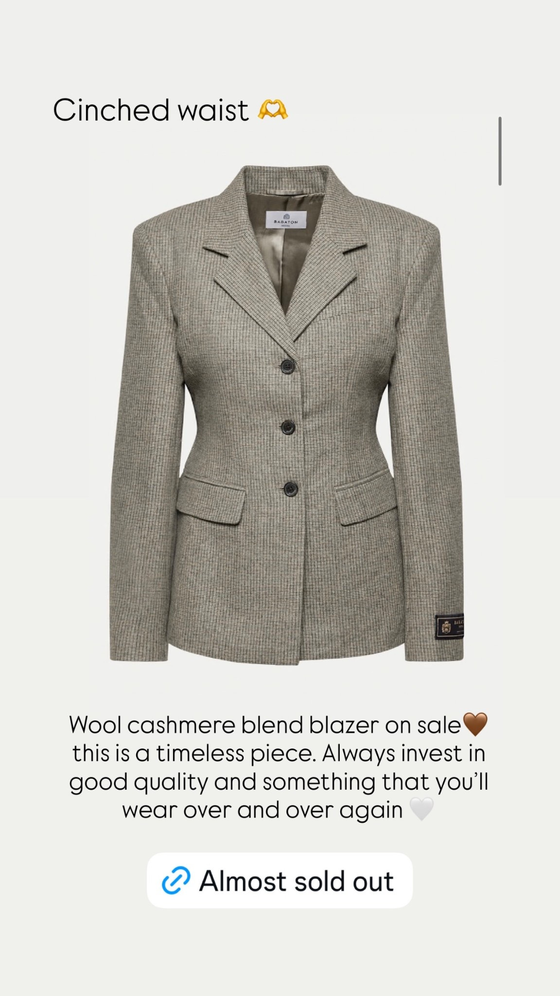 Wool cashmere blazer with cinched waist 
Aritzia standout blazer



#LTKOver40 #LTKWorkwear #LTKFindsUnder100