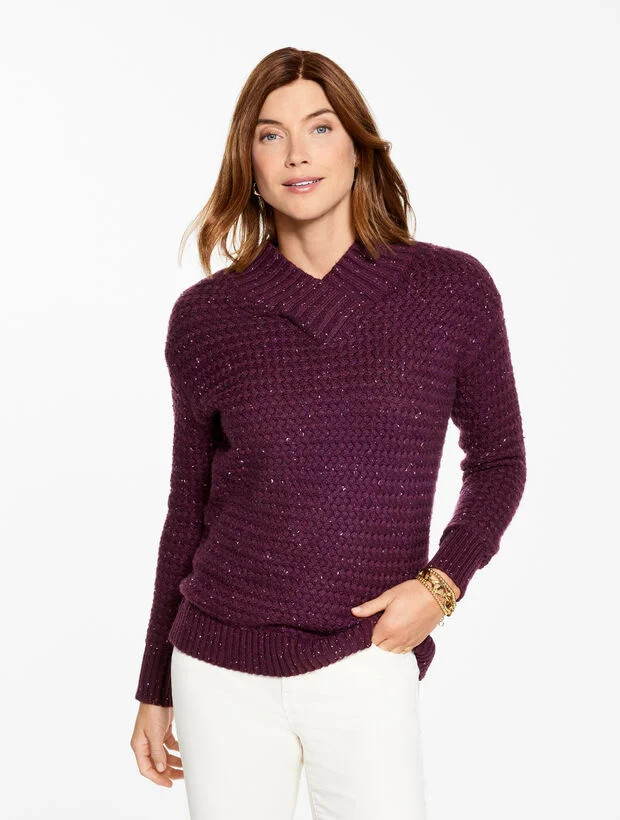 Textured V-Neck Pullover - Tweed | Talbots