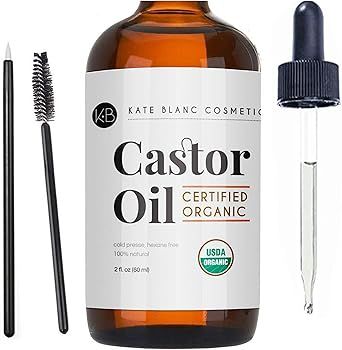 Kate Blanc Cosmetics Castor Oil (2oz), USDA Certified Organic, 100% Pure, Cold Pressed, Hexane Fr... | Amazon (US)