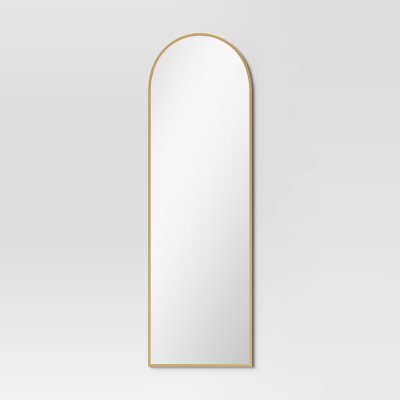20" x 65" Arched Metal Leaner Mirror Brass - Threshold™ | Target