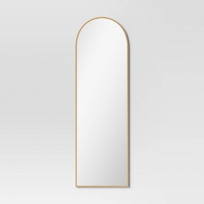 20&#34; x 65&#34; Arched Metal Leaner Mirror Brass - Threshold&#8482; | Target