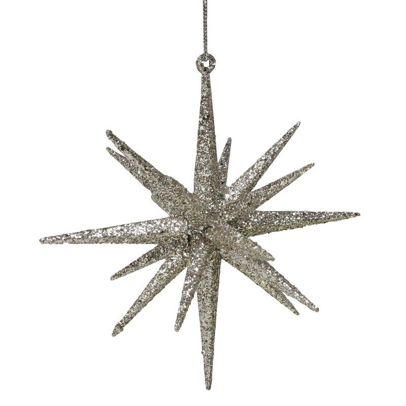 Northlight 6" Sparkling Silver Glitter Starburst Christmas Ornament | Target
