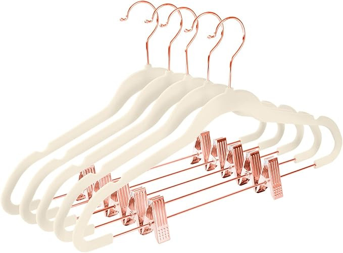 MIZGI Premium Velvet Pants Hangers with Clips (Pack of 20) Slim Skirt Hangers- Non Slip Felt Outf... | Amazon (US)