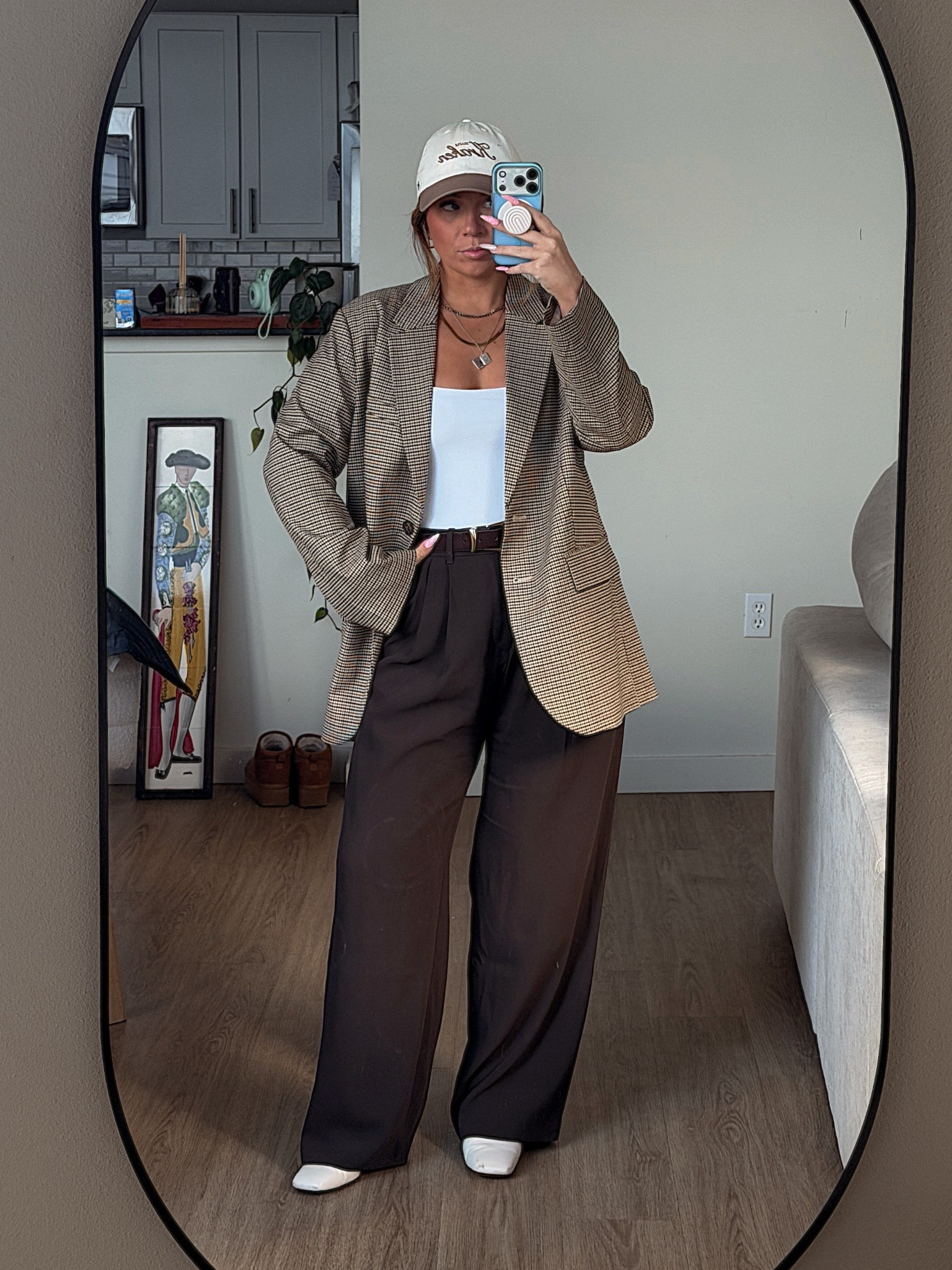 hat - 47
bodysuit - aritzia 
belt - amazon
blazer - h&m
pants - gap
shoes - franco sarto

#LTKSeasonal #LTKootd #LTKWorkwear