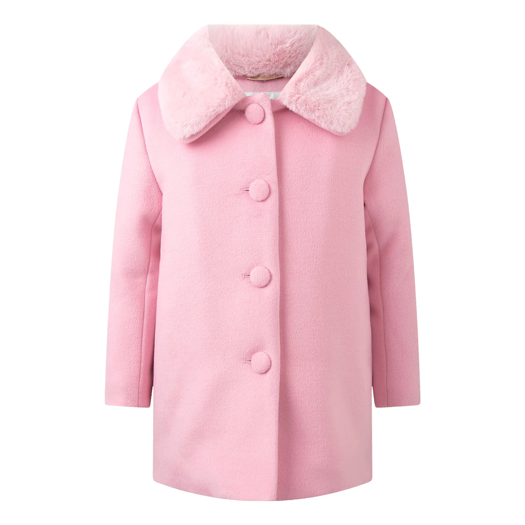 Pink Faux Fur Collar Coat | Rachel Riley