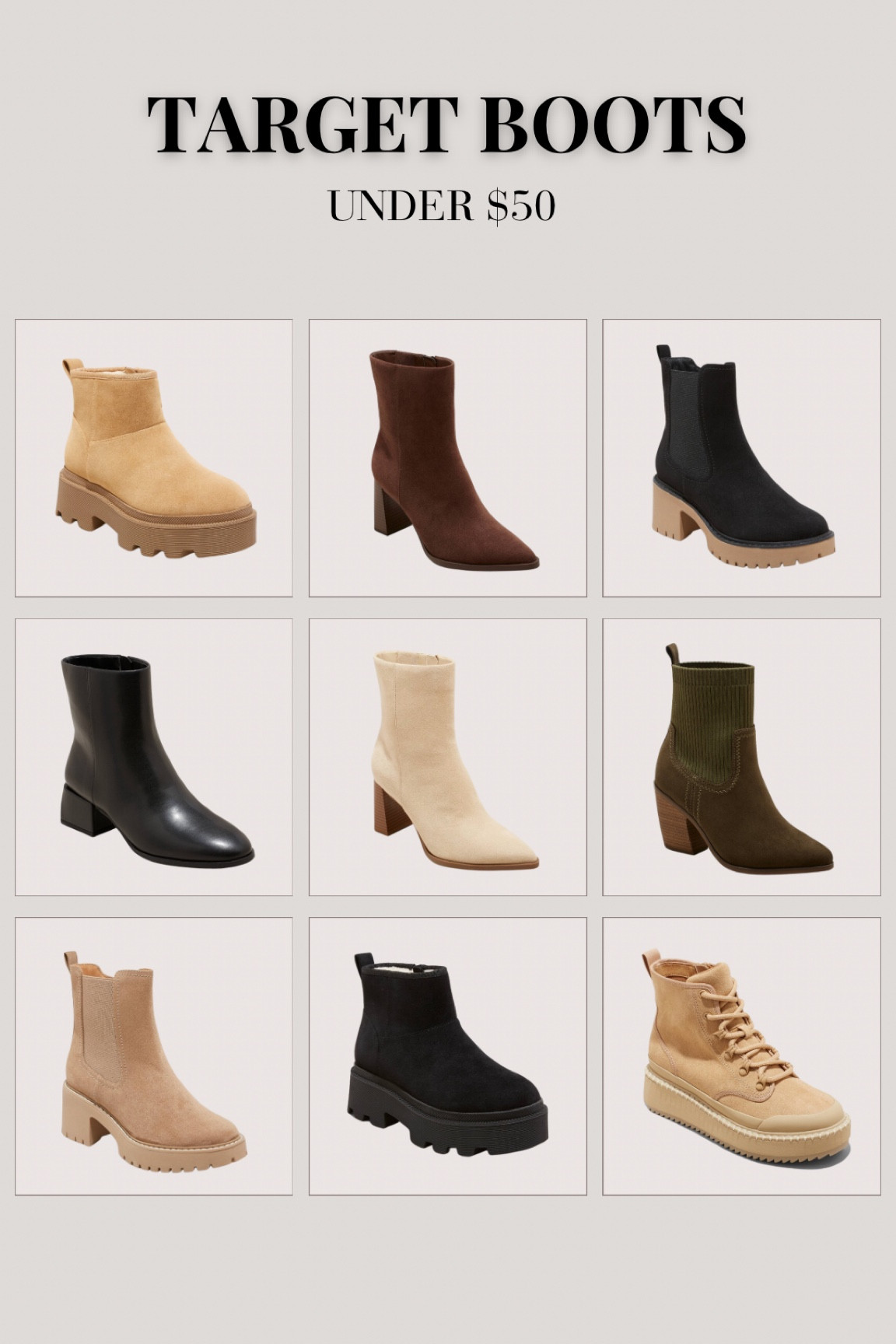 Target boots under $50

#LTKfindsunder50 #LTKshoecrush #LTKstyletip