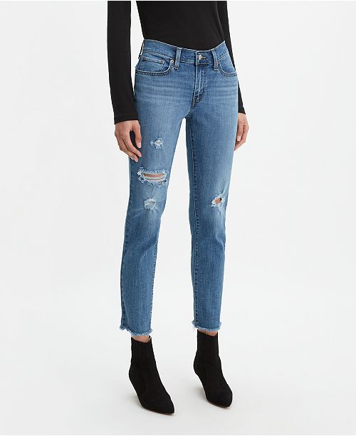 New Boyfriend Distressed Tapered-Leg Jeans | Macys (US)