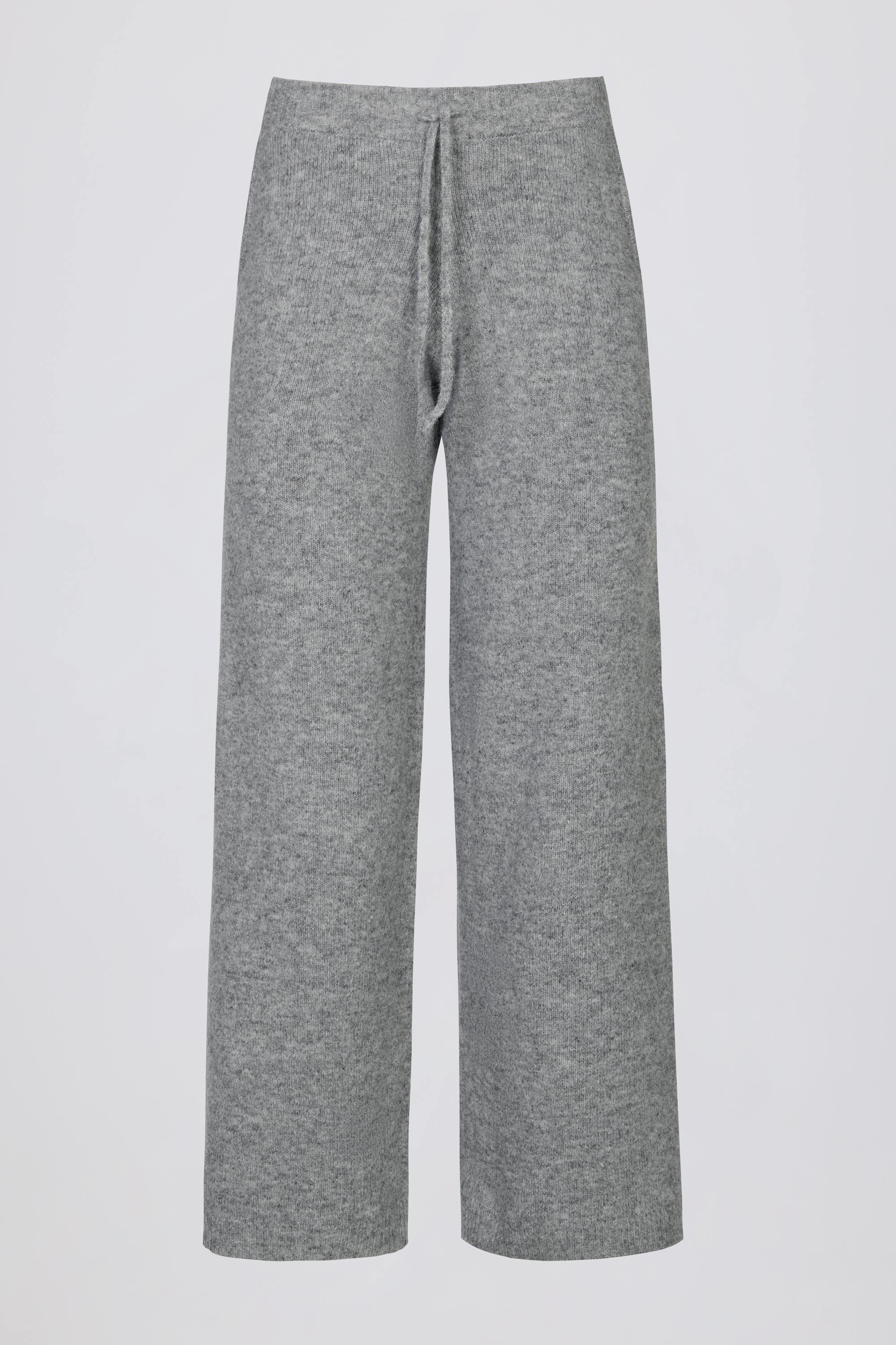 Mid-Rise Wide-Leg Knit Joggers in Grey | Bo&Tee