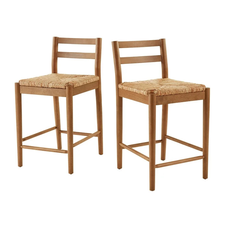 My Texas House MT6425004710006 Laurel Counter-height Dining Stools with Woven Seagrass Seat, Warm... | Walmart (US)