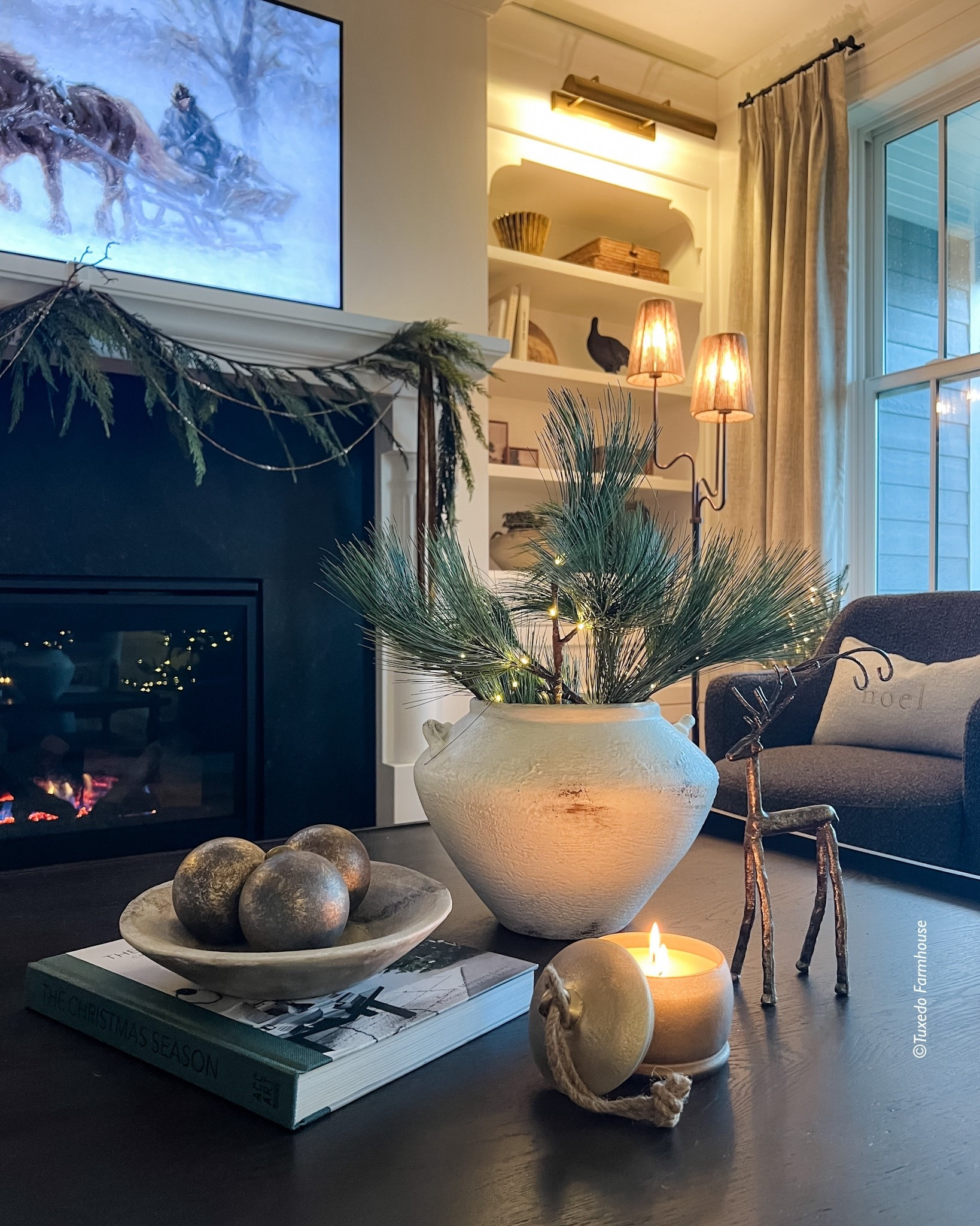 Easy holiday coffee table styling with Amazon holiday decor finds under $30. I love these pre lit pine stems. You can use as a short or long stem. 

#ltkholiday

#LTKFindsUnder50 #LTKHome #LTKSeasonal