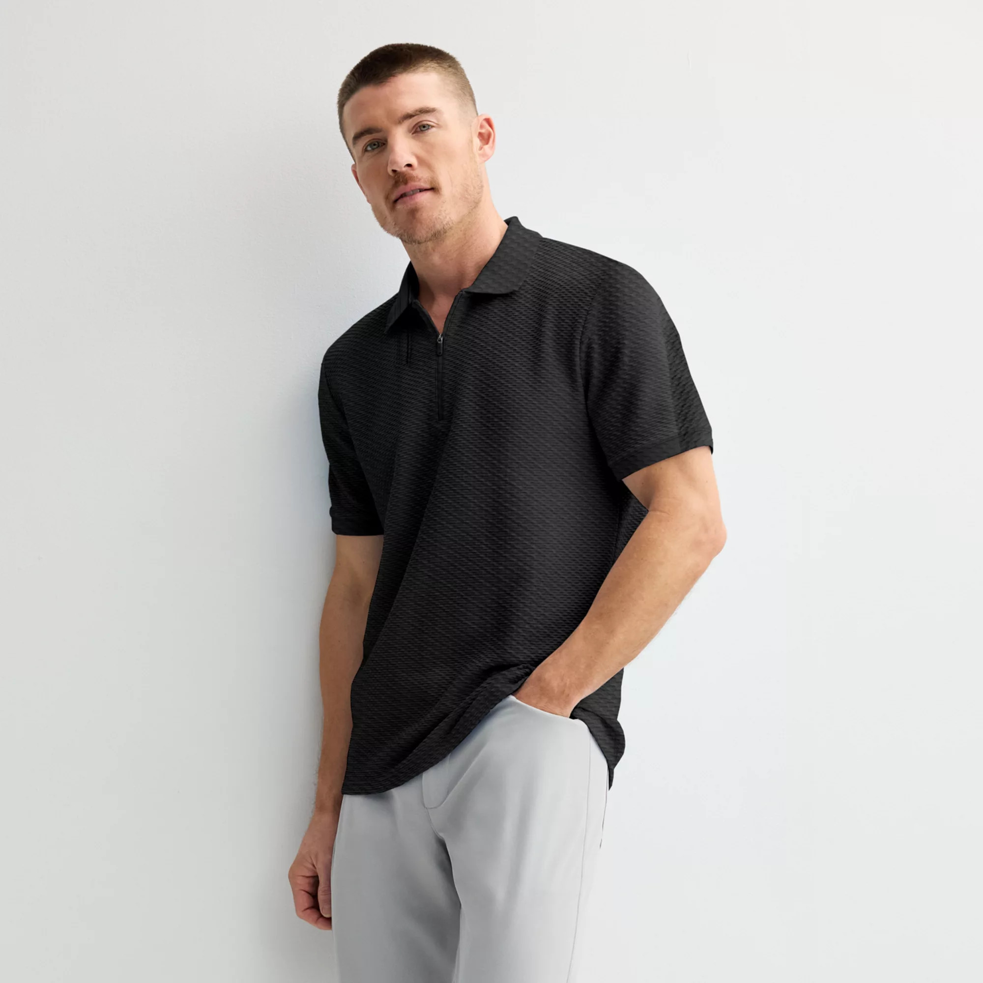 Men's FLX Textured Quarter-Zip Polo | Kohl's