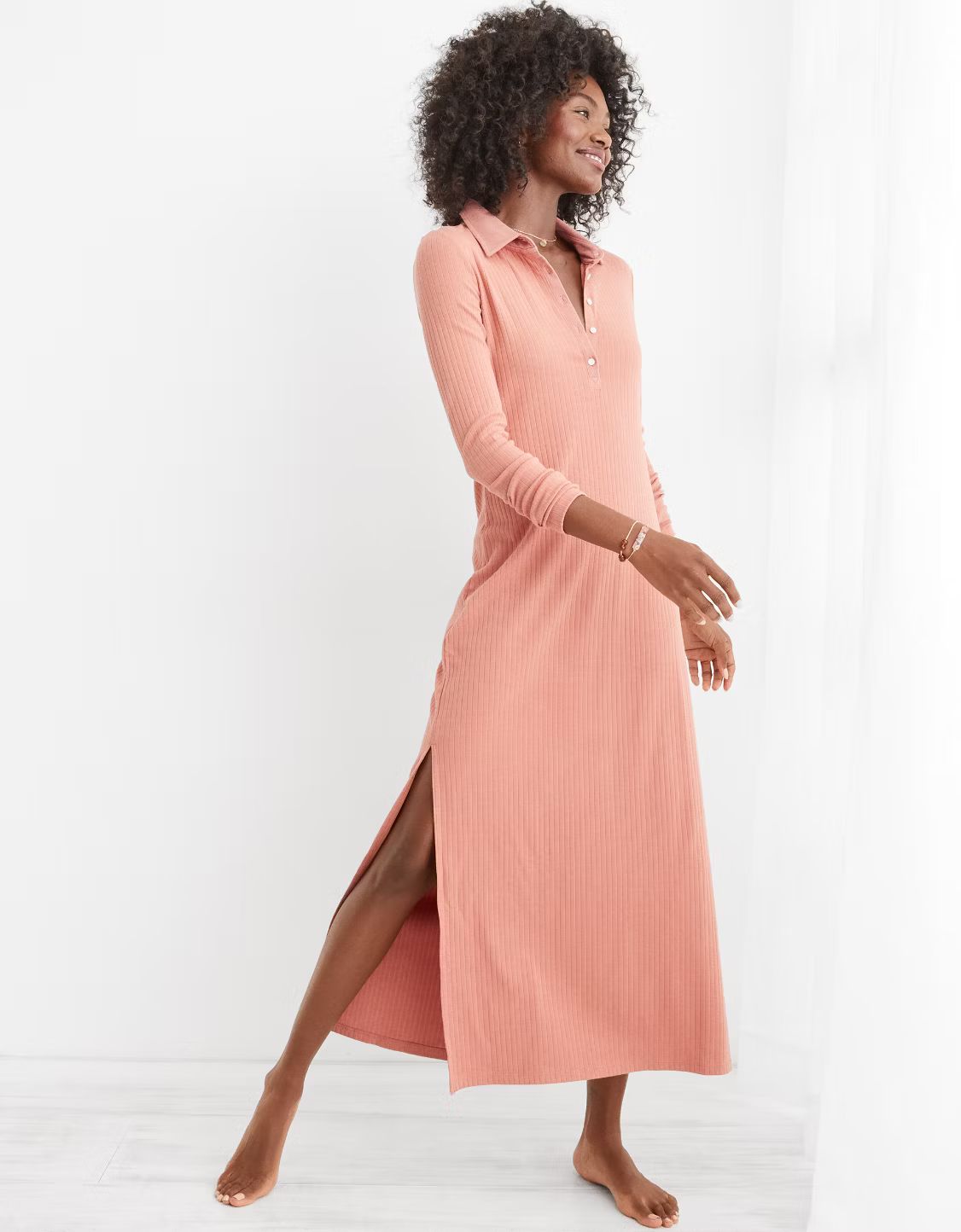 Aerie Ribbed Polo Midi Dress | American Eagle Outfitters (US & CA)