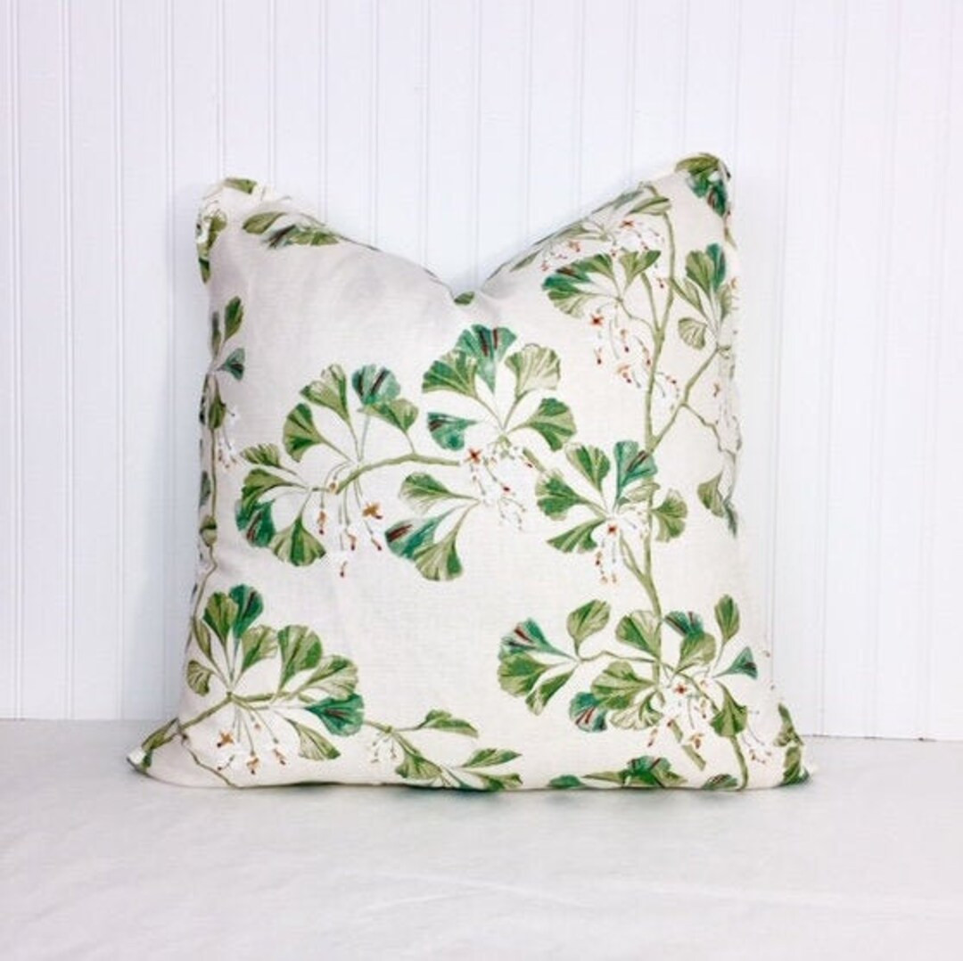 One or Both Sides Colefax and Fowler Greenacre Leaf Green, Old Blue, Aqua and Forest Pillow Cover... | Etsy (US)