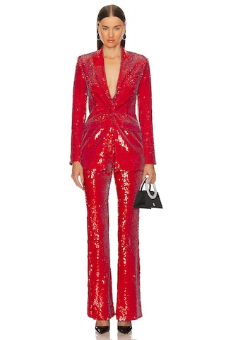 x REVOLVE Harlow Blazer | Red Sequin Blazer Outfit Red Sequin Pants Outfit Red Outfit Outfits | Revolve Clothing (Global)