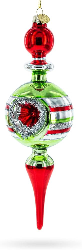 Vintage-Inspired Multicolored Finial Blown Glass Christmas Ornament | Amazon (US)