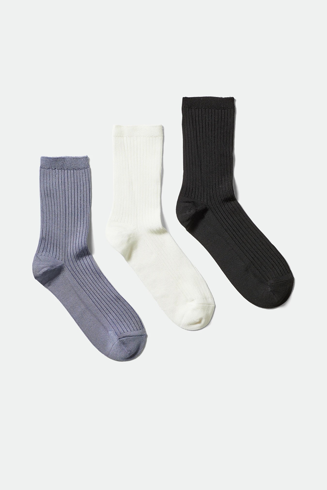 Lova Shiny Socks 3-pack - Grey white black - Weekday LV | Weekday