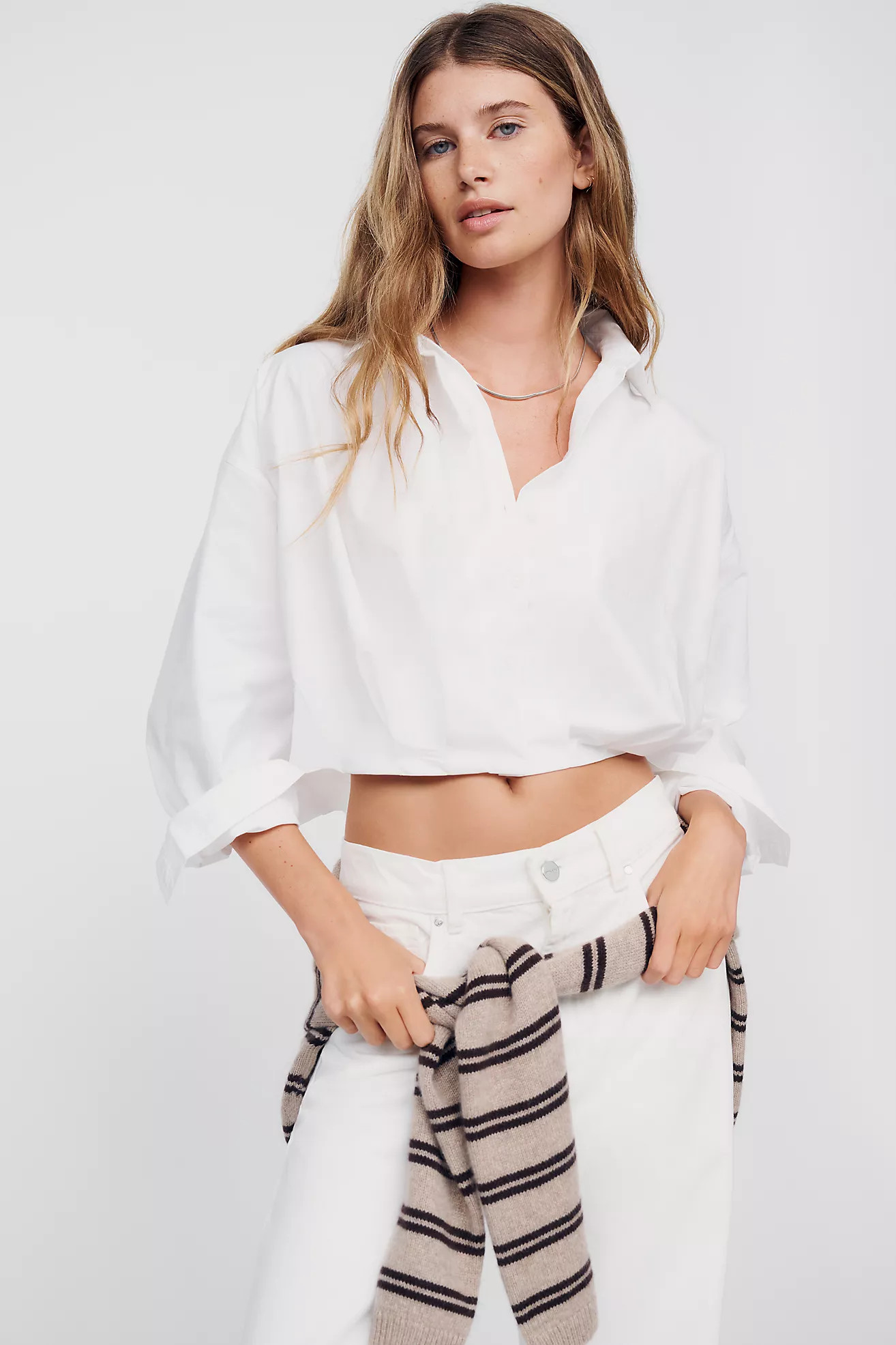 By Anthropologie 100% Cotton Cropped Bubble-Hem Top | Anthropologie (US)