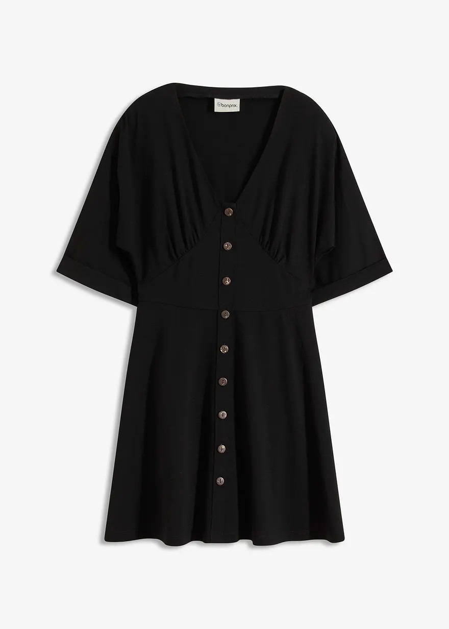 L\u00e4ssiger Minikleid mit Knopfleiste - schwarz - Damen | bonprix | Bonprix DE