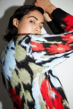 Recycled Brushed Floral Funnel Knit Jumper | Warehouse UK & IE