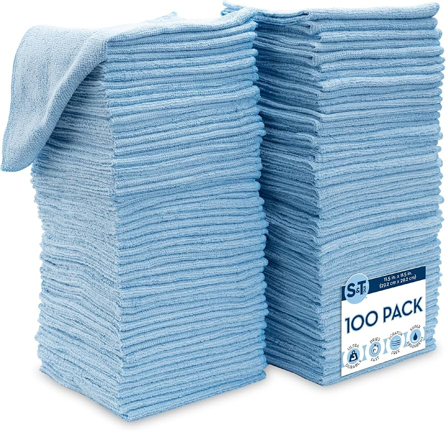 S&T INC. 100 Pack Microfiber Cleaning Cloth, Bulk Towels for Home, Reusable Microfiber Towels for... | Amazon (US)