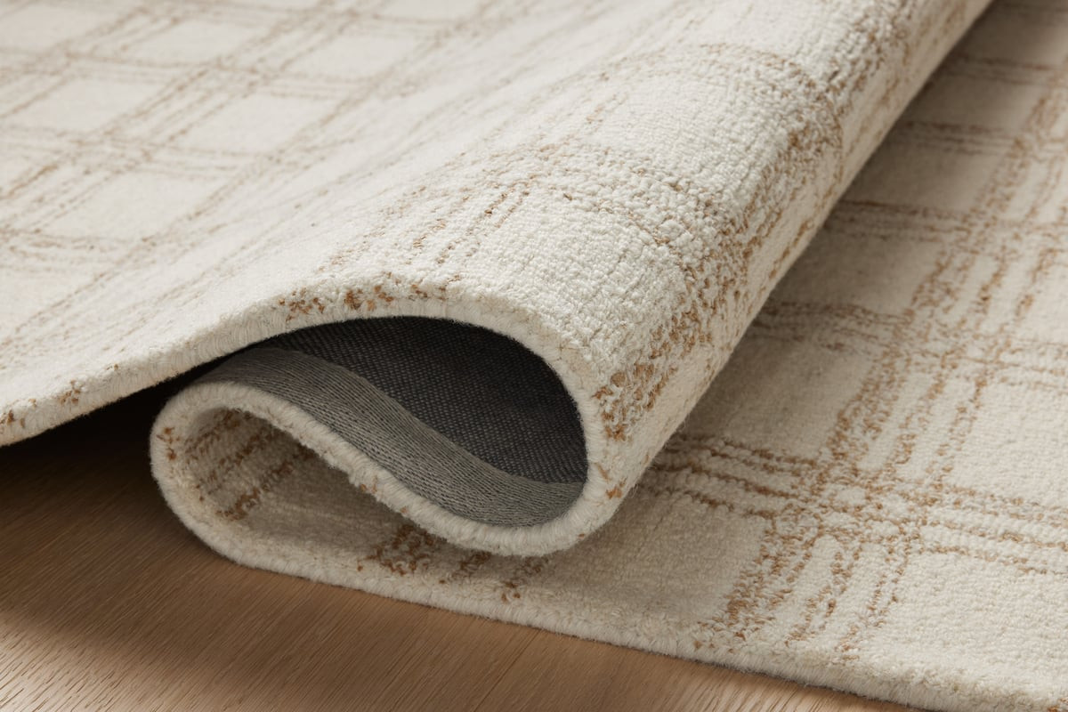 Polly POL-12 Cream/Sand Wool/Jute Hand-Tufted Plaid Area Rug | Rugs Direct