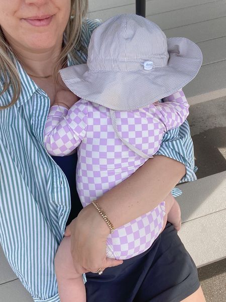Baby girl swim rashguard and sun hat — purple checkerboard sold out but linked the same in solid pink & some similar checkerboard suits!

#LTKbaby #LTKSeasonal #LTKfamily