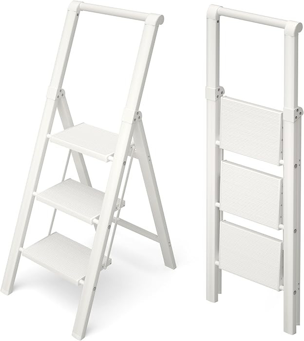 3 Step Foldable Aluminum Step Ladder with Handgrip, Anti-Slip Pedal, 330 lbs Capacity, Lightweigh... | Amazon (US)