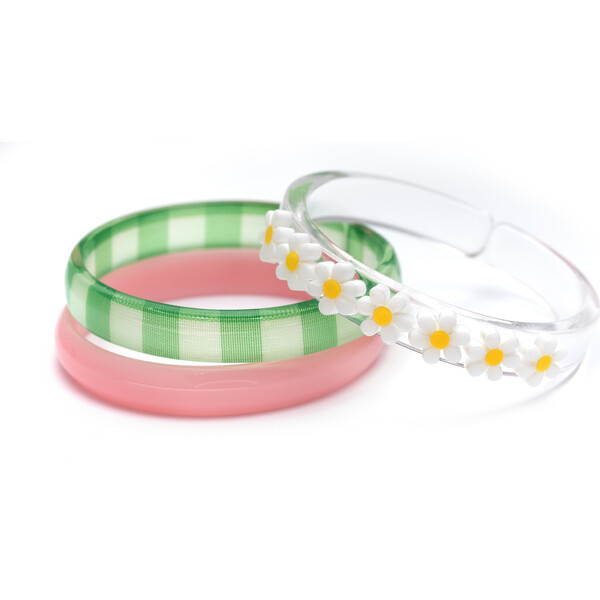 Daisies Checkered Green Bangles | Maisonette