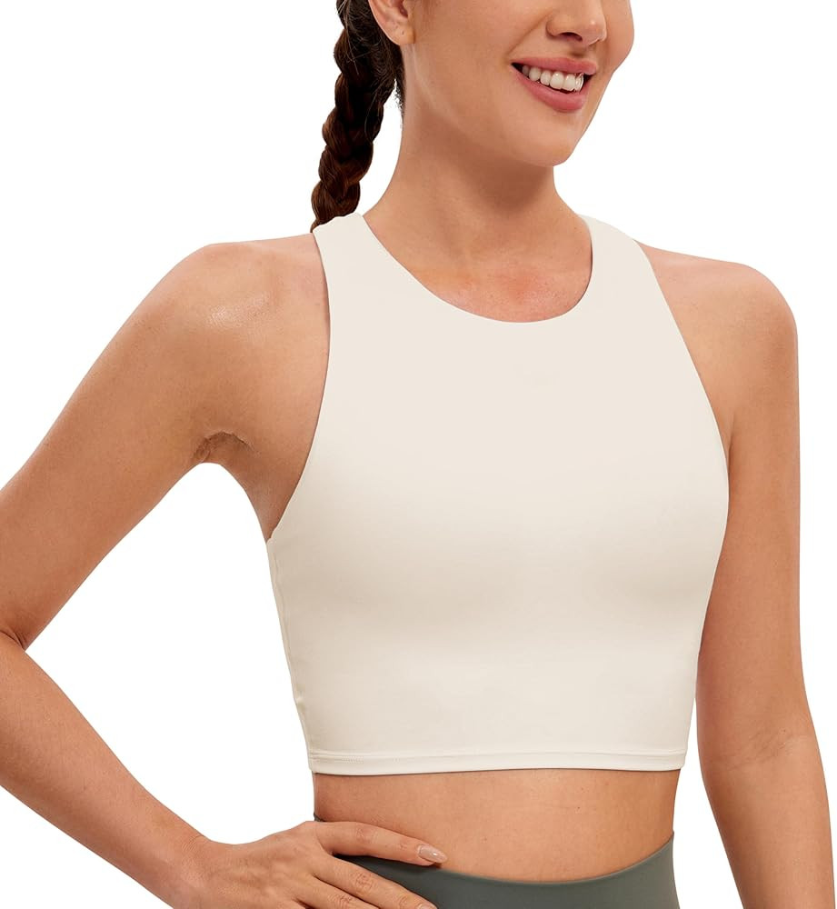 CRZ YOGA Butterluxe Racerback High Neck Longline Sports Bras for Women - Padded Workout Crop Tank... | Amazon (US)