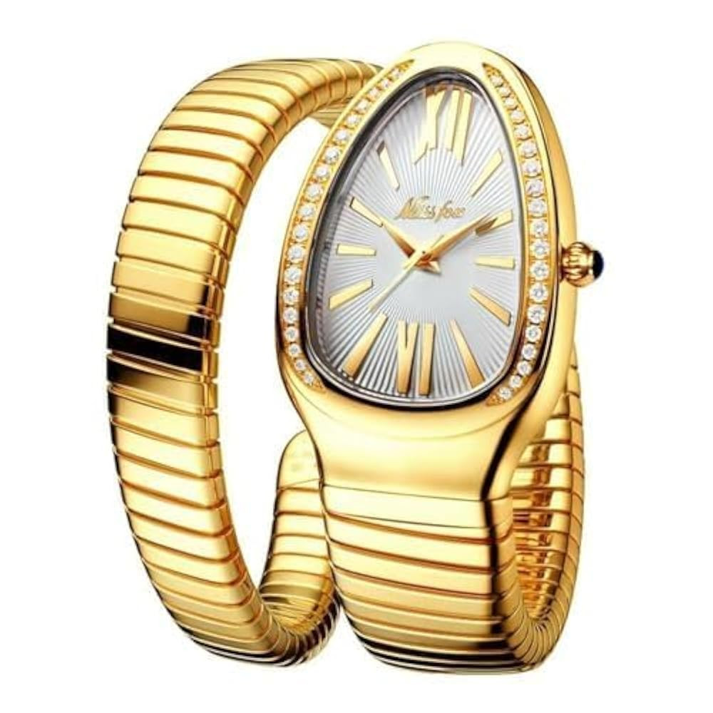Classic Snake Shape Watch for Women Gold Silver Scaleable Bracelet Womens Watches Bling Diamonds ... | Amazon (US)