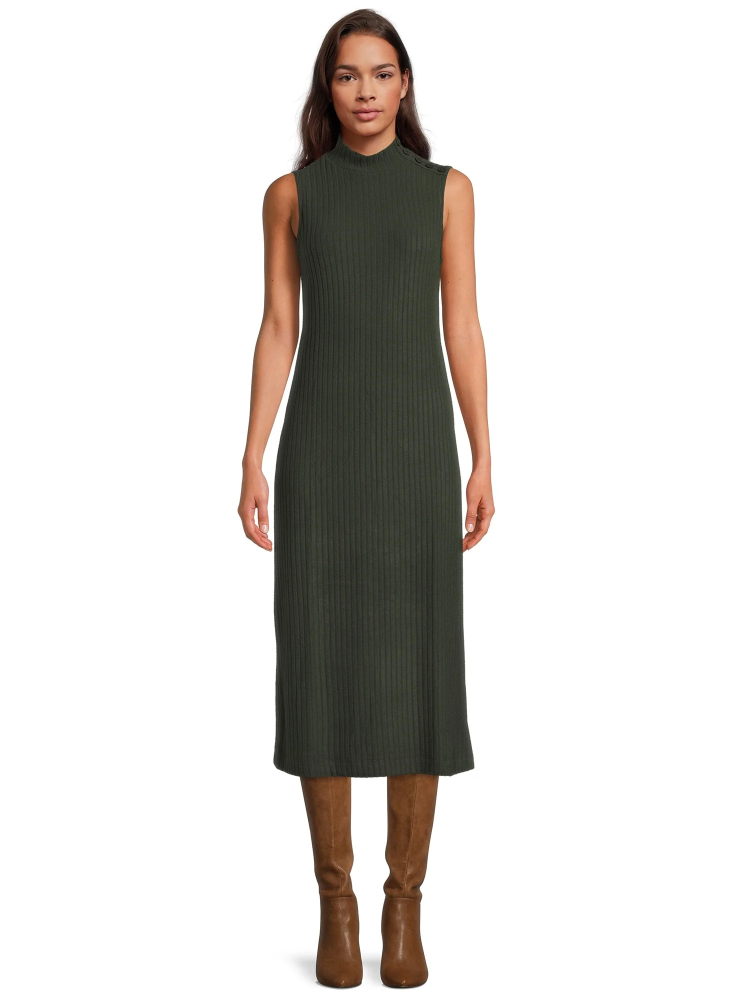 Time and Tru Women's Sleeveless Rib Knit Dress | Walmart (US)