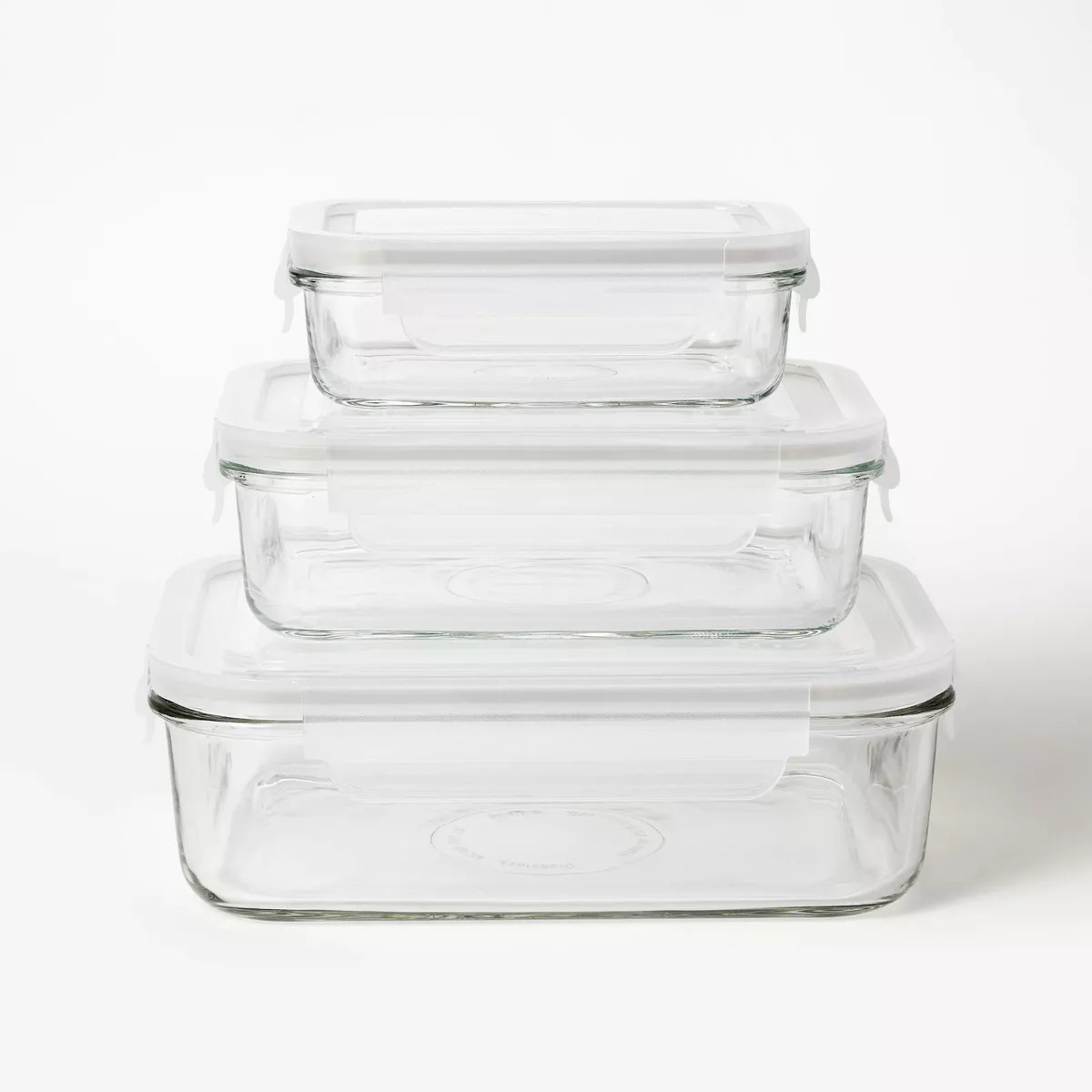6pc (Set of 3) Glass Food Storage Container Set Clear - Figmint™: Freezer, Dishwasher & Microwa... | Target