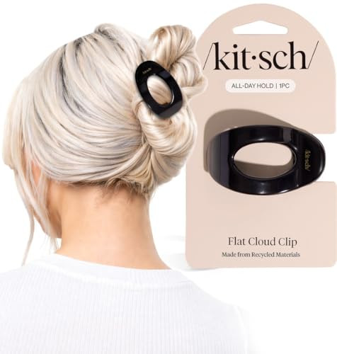 Kitsch Small Flat Claw Clips for Women - Stylish Flat Hair Clips, Strong Hold for Thick & Fine Hair | Non-Slip for Secure, Comfortable All-Day Wear | Ideal Gifts for Women - Black | Amazon (US)
