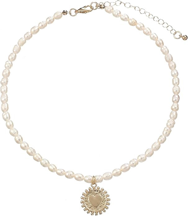 wgoud Natural Freshwater Pearl Choker Necklace for Women, Trendy 14K Gold Plated Pearl Necklaces ... | Amazon (US)