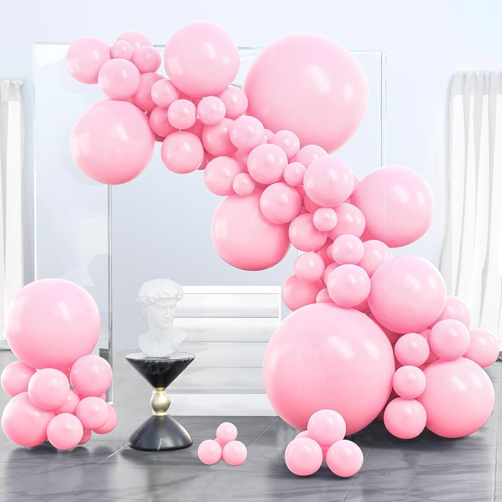 PartyWoo Baby Pink Balloons, 100 pcs Pink Balloons Different Sizes Pack of 36 Inch 18 Inch 12 Inc... | Amazon (US)