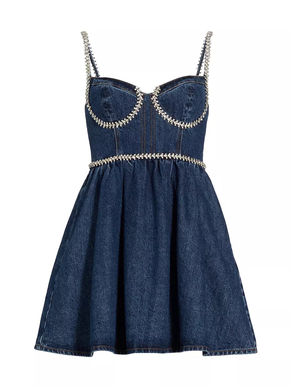 Denim Crystal-Embellished Minidress | Saks Fifth Avenue