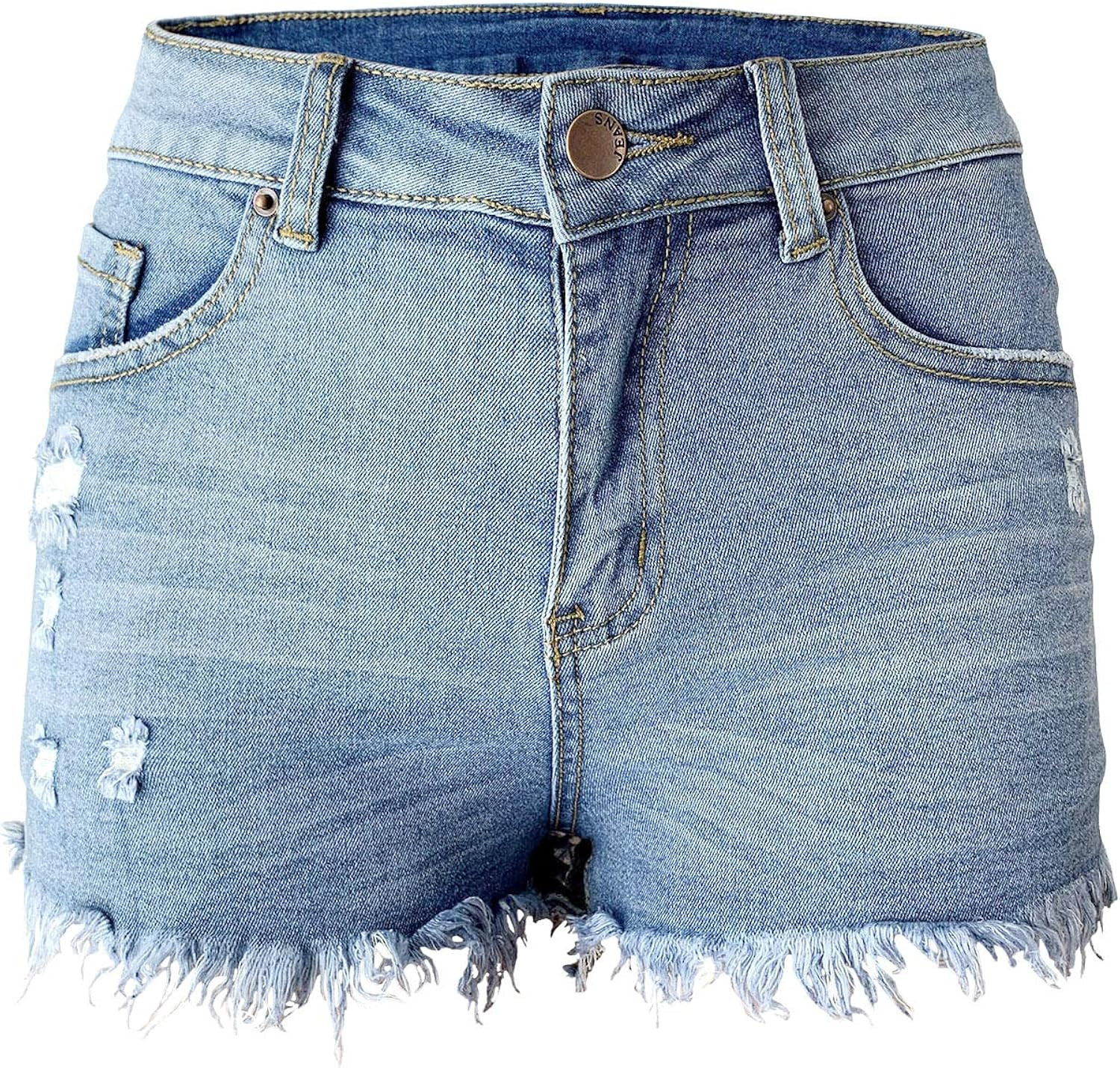 Aodrusa Womens Ripped Denim Shorts Mid Rise Body Enhancing Curvy Cutoff Distressed Jeans | Amazon (US)