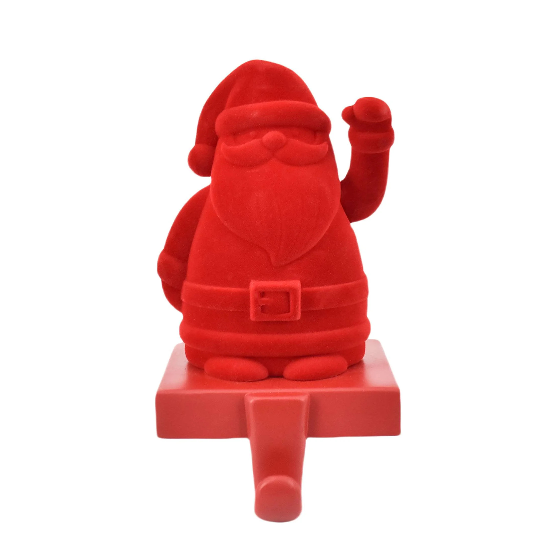 Flocked Santa with Hand Waving Function Christmas Stocking Holder, Red, 9.5", by Holiday Time | Walmart (US)